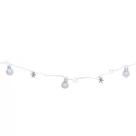 Füzér MagicHome Karácsonyi Gömb, 20x hideg fehér LED, gömbökkel és hópelyhekkel, ezüst, 2xAA, folyam