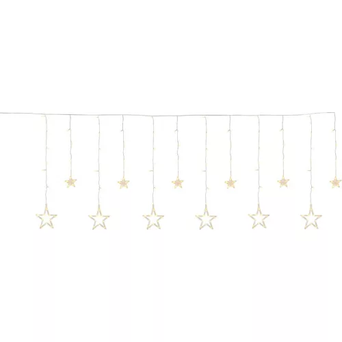 Fényfüggöny, MagicHome Vianoce H-2, 138 db LED, 220 x 90 cm, melegfehér, csillagokkal, kültéri, IP44, 8 fénymód, 230 V