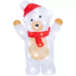   Karácsonyi dekoráció, MagicHome, Medve, 19 x 11,5 x 30 cm, hidegfehér, 30 LED, akril, IP44, kültéri, 5 m tápkábel, 230 V adapterrel