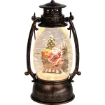Karácsonyi lámpa, MagicHome Vianoce, Mikulással, fekete, melegfehér LED, csillámokkal, retró stílus, beltéri, elemes (3x AA), műanyag