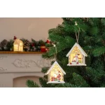 Dekoráció MagicHome Karácsony, hóember házikóban, LED, függő, 9,2x3x10,4 cm