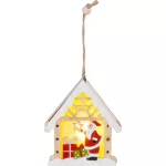 Dekoráció MagicHome Karácsony, Mikulás házikóban, LED, függő, 9x3x10,4 cm