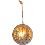 Dekoráció MagicHome Karácsony, hóember gömbben, LED, függő, MDF, 8,5x2x8,5 cm