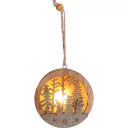   Dekoráció MagicHome Karácsony, hóember gömbben, LED, függő, MDF, 8,5x2x8,5 cm