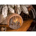 Dekoráció MagicHome Karácsony, hóember gömbben, LED, függő, MDF, 8,5x2x8,5 cm