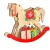 MagicHome karácsonyi dekoráció, fa lovacska, 12 melegfehér LED, 25 x 4 x 21 cm