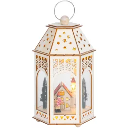   MagicHome karácsonyi dekoráció, falu, 9 db melegfehér LED, 2 db AA elemmel működő, 16,5 x 14 x 30 cm, beltéri