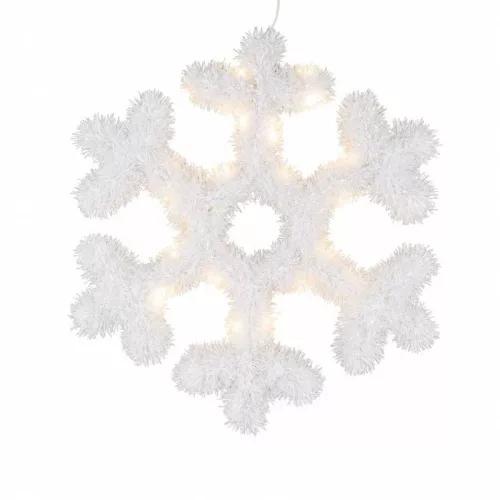 MagicHome karácsonyi hópehely, 20 LED, melegfehér, 2x AA + időzítő, 43 cm