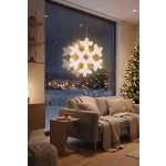MagicHome karácsonyi hópehely, 20 LED, melegfehér, 2x AA + időzítő, 43 cm