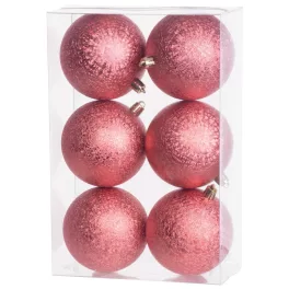   Gömbök MagicHome Karácsony, 6 db, piros, karácsonyfára, 8 cm