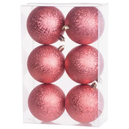 Gömbök MagicHome Karácsony, 6 db, piros, karácsonyfára, 8 cm