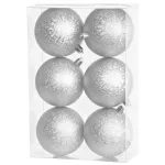 Gömbök MagicHome Karácsony, 6 db, ezüst, karácsonyfára, 8 cm