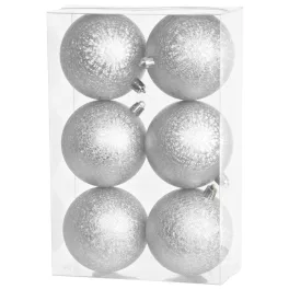   Gömbök MagicHome Karácsony, 6 db, ezüst, karácsonyfára, 8 cm