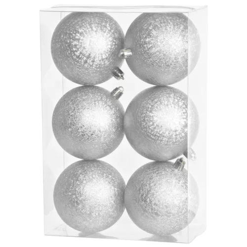 Gömbök MagicHome Karácsony, 6 db, ezüst, karácsonyfára, 8 cm