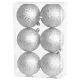 Gömbök MagicHome Karácsony, 6 db, ezüst, karácsonyfára, 8 cm