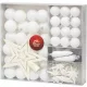 MagicHome karácsonyi gömbök, készlet, 50 db, 4-5 cm, fehér, csillag, füzér, toboz, karácsonyfára