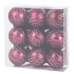 Gömbök MagicHome Karácsony, 9 db, bordó, matt, dekorációval, karácsonyfára, 6 cm