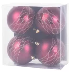 Gömbök MagicHome Karácsony, 4 db, bordó, matt, dekorációval, karácsonyfára, 10 cm