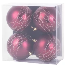   Gömbök MagicHome Karácsony, 4 db, bordó, matt, dekorációval, karácsonyfára, 10 cm