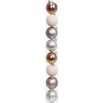 Gömbök MagicHome Karácsony, 8 db, fehér-ezüst-bronz, karácsonyfára, 5 cm, Sellbox 36 tubus