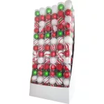 MagicHome karácsonyi gömbök, 14 db, piros-fehér, díszített, karácsonyfára, 8 cm