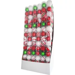   MagicHome karácsonyi gömbök, 14 db, piros-fehér, díszített, karácsonyfára, 8 cm