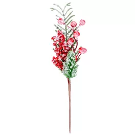   Ág MagicHome Karácsony, bogyókkal, piros, fagyhatás, 29 cm
