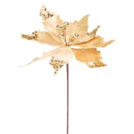   Virág MagicHome, Karácsonyi Mikulásvirág, arany, szár, 46 cm, virágméret: 30 cm