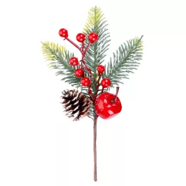 Ág MagicHome Karácsony, almával és bogyókkal, 23 cm