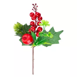 Ág MagicHome Karácsony, bogyókkal és almával, 21 cm