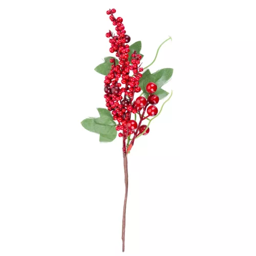 Ág MagicHome Karácsony, bogyókkal, piros, 31 cm