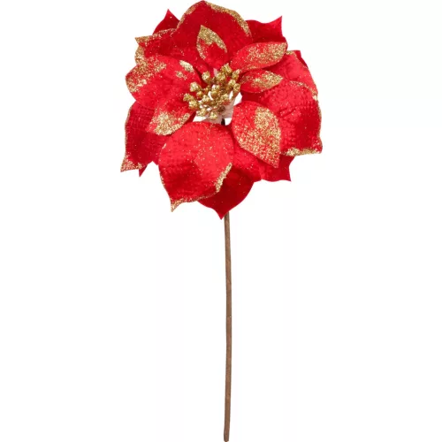 Virág MagicHome, Karácsonyi Mikulásvirág, piros, szár, 38 cm, virágméret: 24 cm
