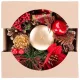 Gyertyatartó MagicHome Karácsonyi, fenyőággal és virággal, természetes, 15 cm
