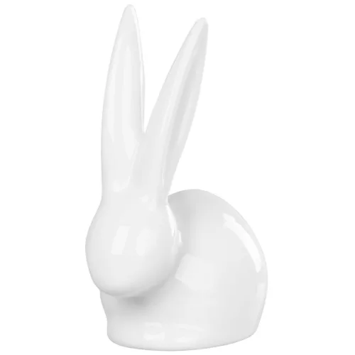 Dísz MagicHome, Nyuszi hosszú fülekkel, fehér, porcelán, húsvéti, 10,1x6,5x13,1 cm