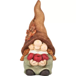   Kerti dekoráció, MagicHome, Törpelány almákkal, barna, 11 x 9,5 x 22,5 cm, poligyanta