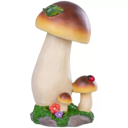   Kerti dekoráció, MagicHome, Vargánya gomba, bézs/barna, 13,7 x 11,6 x 24,7 cm, poligyanta