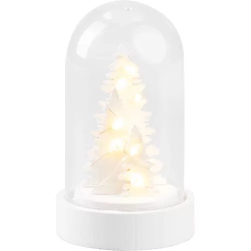 Dekoráció MagicHome Karácsony, fehér fácska kupolában, LED, meleg fehér, beltéri, 5,5x9 cm