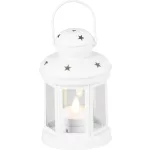 Lámpás MagicHome Karácsonyi, fehér, meleg fehér LED gyertyával, 10x15/20 cm, mozgó láng