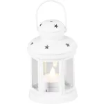 Lámpás MagicHome Karácsonyi, fehér, meleg fehér LED gyertyával, 10x15/20 cm, mozgó láng