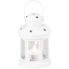   Lámpás MagicHome Karácsonyi, fehér, meleg fehér LED gyertyával, 10x15/20 cm, mozgó láng