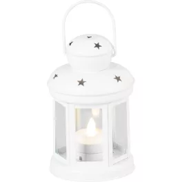   Lámpás MagicHome Karácsonyi, fehér, meleg fehér LED gyertyával, 10x15/20 cm, mozgó láng