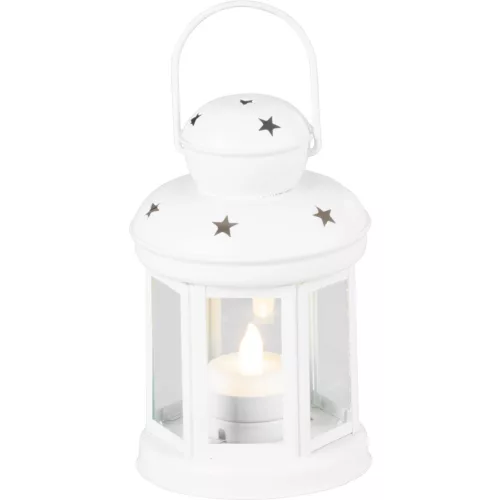 Lámpás MagicHome Karácsonyi, fehér, meleg fehér LED gyertyával, 10x15/20 cm, mozgó láng