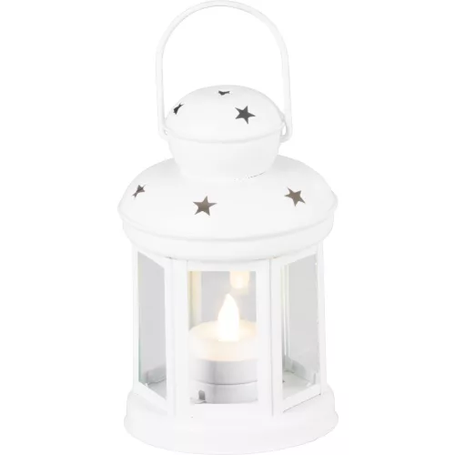 Lámpás MagicHome Karácsonyi, fehér, meleg fehér LED gyertyával, 10x15/20 cm, mozgó láng