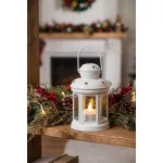 Lámpás MagicHome Karácsonyi, fehér, meleg fehér LED gyertyával, 10x15/20 cm, mozgó láng