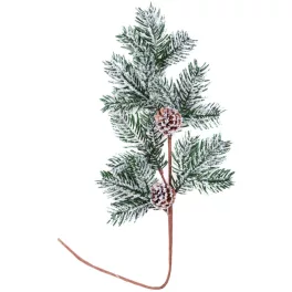   Ág MagicHome Karácsony, természetes, tobozokkal, havas, 63 cm