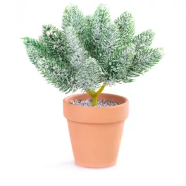 Dísz MagicHome karácsonyi, Ágak cserépben, havas, 20 cm