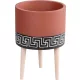 Kerémia virágcserép, MagicHome, terrakotta/fekete, átmérő: 22 cm, magasság: 31 cm, fa lábakkal, hengeres, kerek