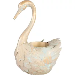   Kerti dekoráció, MagicHome Mecco, lúd, arany, 35 x 18 x 43 cm, fém, egyben virágtartó is (8091651)