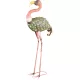 Kerti dekoráció, MagicHome Mecco, flamingó, rózsaszín/zöld, 37 x 19 x 85 cm, fém