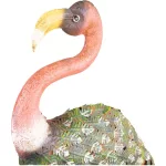 Kerti dekoráció, MagicHome Mecco, flamingó, rózsaszín/zöld, 37 x 19 x 85 cm, fém